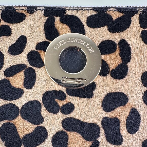 Paul Costelloe Leopard Print Leather Crossbody Bag With Gold Chain & Zipper Clos - Picture 3 of 11